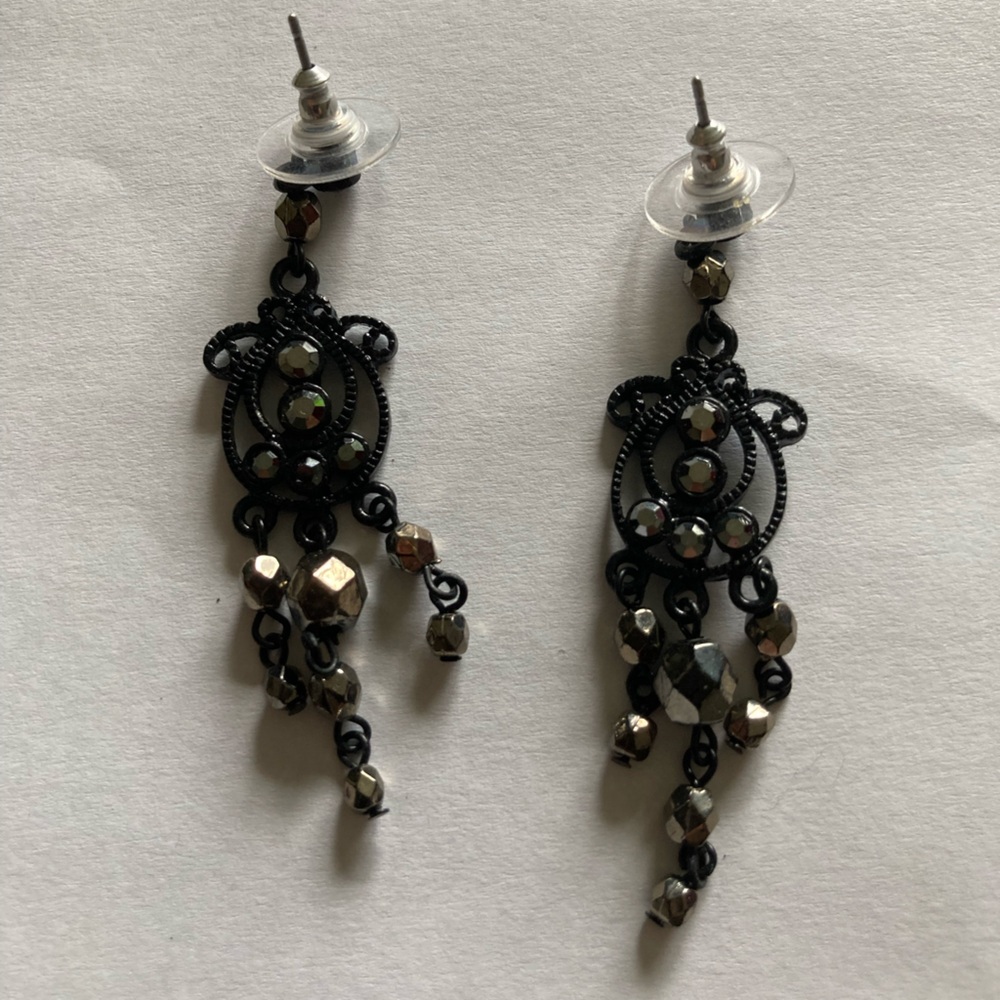Elegant Black Chandelier Earrings